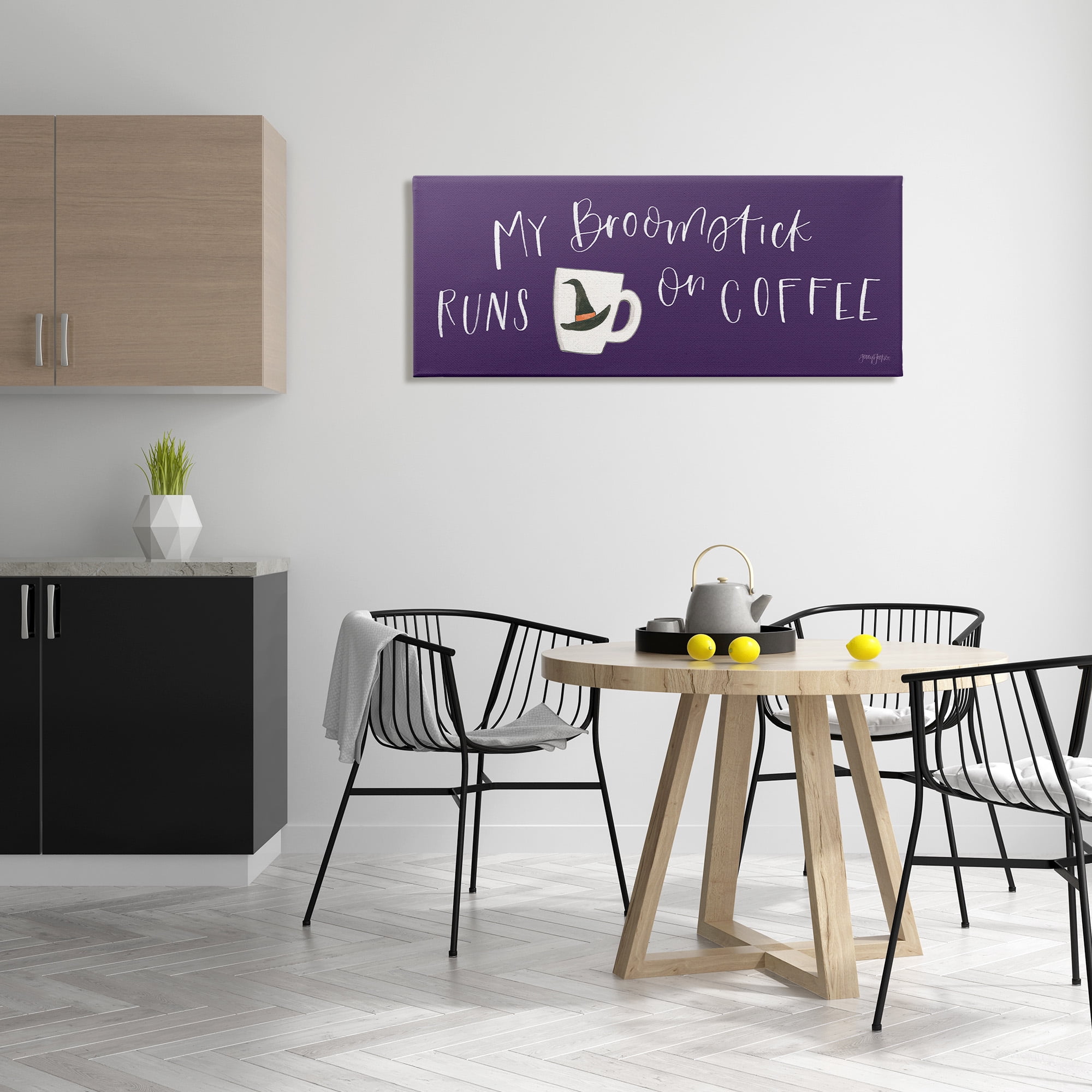 Stupell Industries Broomstick Runs On Coffee Holiday Painting Gallery Wrapped Canvas Art Print Wall Art, 48 x 20