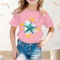 thumbnail image 2 of YUEHUA Girls Shirts Size 7 Summer Girls' Large Sized Round Neck Star Patterned Floral Short Sleeved Loose Fitting Casual T Shirt for Girls, Size 8-9 Years, 2 of 3