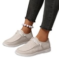 thumbnail image 4 of QWKLEAJ Women’s Casual Shoes Soft Suede Moccasin Loafers, Polka Dot Printed Lace Up Round Toe Non Slip Flat Shoes for Daily Walking Office Comfort Footwear Khaki 6.5, 4 of 5