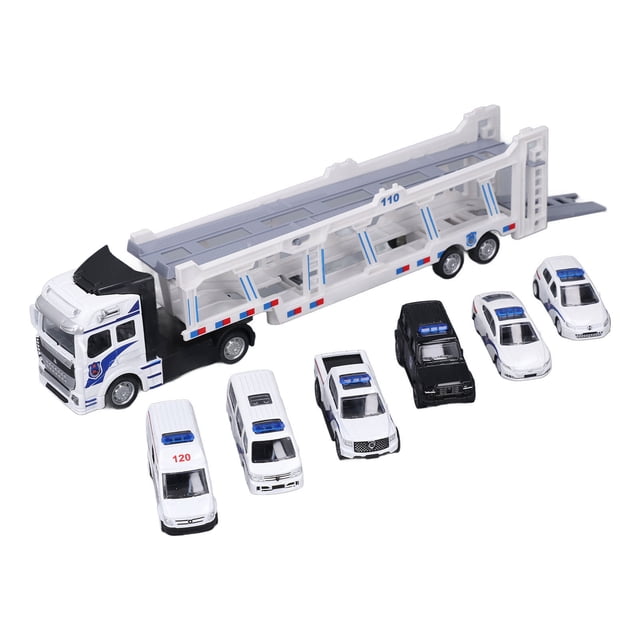 Camión Portacoches De Transporte, Decoraciones, Camión Portacoches Portátil De 2 Capas, Juguete Con 6 Modelos De Coches Para Interiores