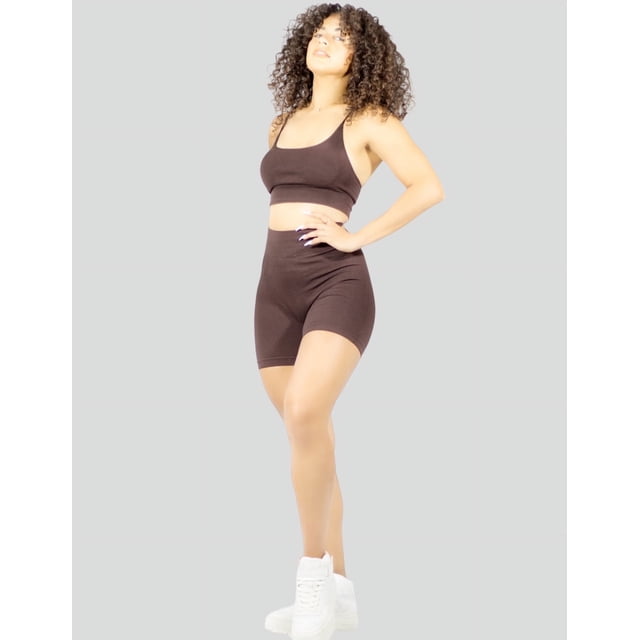 Conjunto Deportivo Mujer Short Biker Top Stretch Fit Push Up