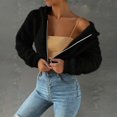 thumbnail image 3 of Aellinatey Cropped Fleece Jackets for Women Fashion Zip Up Plush Sherpa Warm Coats Comfy Soft Long Sleeve Fuzzy Hooded Outerwear, 3 of 10