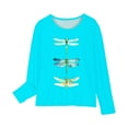 thumbnail image 4 of Odeerbi Kids Girls Fall Winter Basic Layering T-Shirt Cute Print Basic Tees Long Sleeve Shirts Cute Crewneck Tops Dressy Casual Blouses Base Layer Kids Clothes Light Blue, 4 of 5