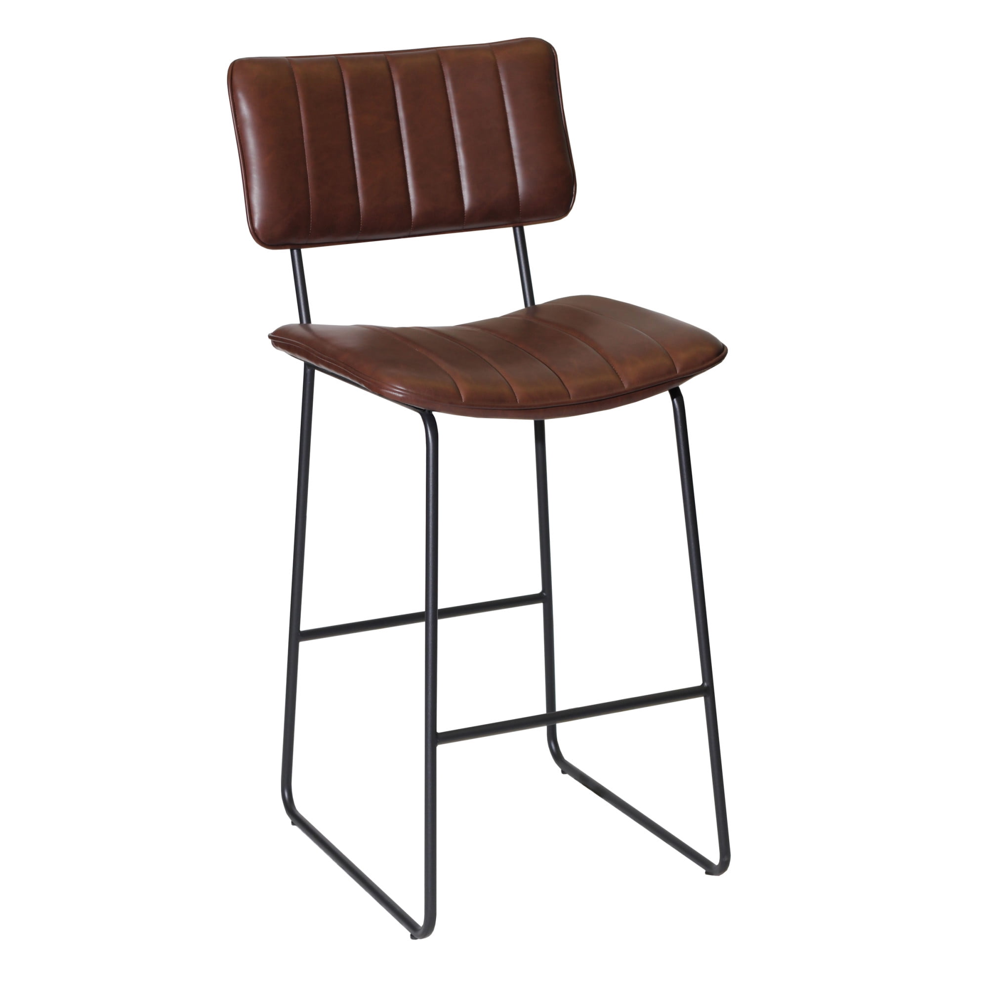 Steve Silver Tribeca Metal and Brown Faux Leather Commercial Grade Bar Stool