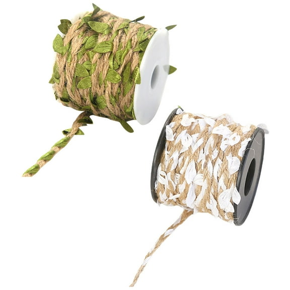 Simulation Rattan Leaves 2 Rolls Leaf Ribbon for DIY Decor Woven Braid Trim Polyester