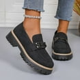 thumbnail image 6 of Black Women'S Casual Loafers With A Metal Buckle Accent, Round Toe, Low Heel, Slip-On Design For Easy Wear, 6 of 8