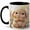 Black, variant on Cute Spring Bunny Coffee Mug, Rabbit with Carrot Flower Garden Design, 11 oz Ceramic Cup