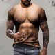 thumbnail image 2 of Camisetas de Manga Larga de los Hombres Muscle Print Graphic Tee, Sudadera de Cuello de la Tripulación Casual para Al Aire Libre, Vacaciones Y Verano Diario de Primavera, 2 of 6