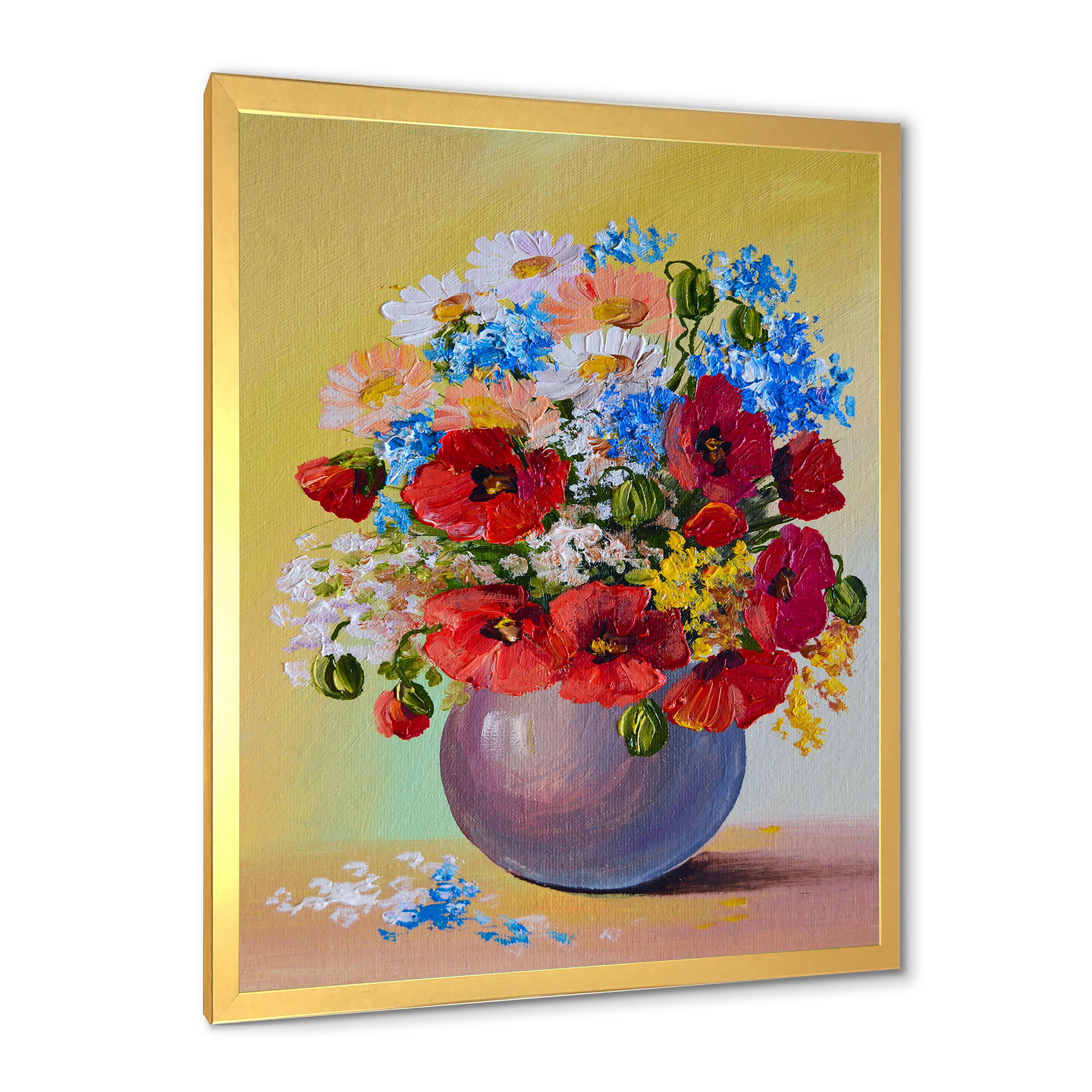 Designart 'Still Life A Bouquet Of Blue and Red Flowers' Traditional Framed Art Print