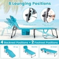 thumbnail image 4 of Gymax 2PCS Tanning Chair Portable Chaise Lounge Chair w/4-Position Adjustable Backrest Turquoise, 4 of 9