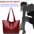 thumbnail image 4 of Bolso de hombro de cuero PU de mujer de gran capacidad sólido con asa superior, 4 of 6