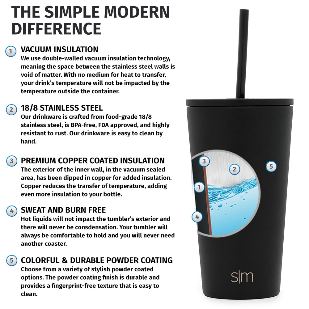 Simple Modern Disney 16oz Classic Tumbler with Straw Lid & Flip Lid - Travel Mug Gift Vacuum Insulated Coffee Beer Pint Cup - 18/8 Stainless Steel Water Bottle Disney