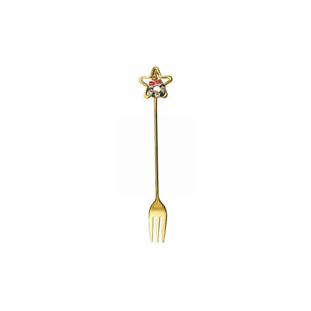 

LBECLEY Round Coffee Table Mat Stainless Steel Tableware Creative Cute Christmas Star Spoon Fruit Fork Coffee Dessert Spoon Kitchen Essentials for New Home Q One Size