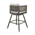 thumbnail image 3 of Piper 30 Inch Outdoor Swivel Barstool Chair- Rope Woven- Gray Cushions, 3 of 6