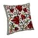 thumbnail image 2 of Funda de almohada decorativa bordada, funda de almohada tradicional con estampado de hojas rojas para sofá, cama, sala de estar, 100 % algodón., 2 of 6