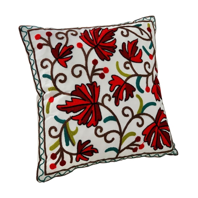 Decorative Pillows For Living Room Stereo Embroidery Floral Pillowcase 45 cm x 45 cm Linen Fiber With Invisible Zipper