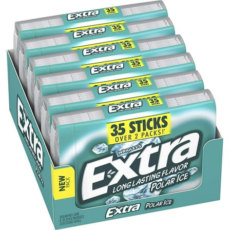 EXTRA 35 Gum POLAR ICE Sugar Free Chewing Gum Mega Pack, 35 Stick (Pack of 6)