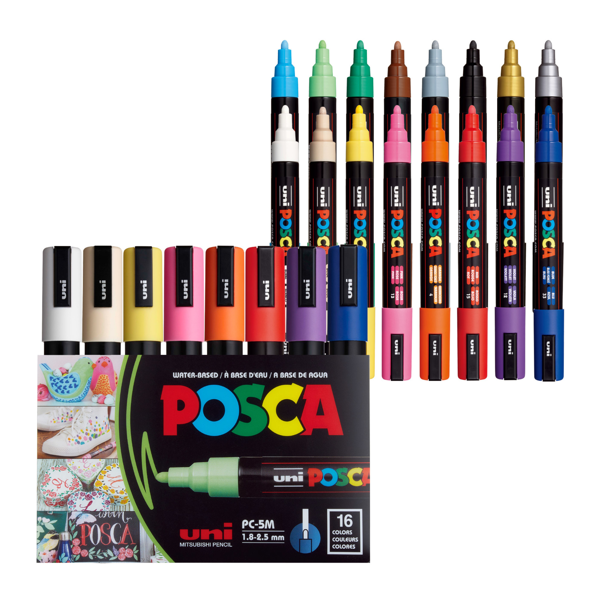 Posca PC-5M Water-Based Paint Markers, 16-Pack photo 1