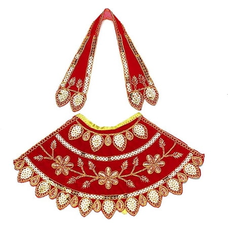 Red Designer Laxmi Durga Devi MATA Dress poshak vastra Cloth lehanga Chunari Puja Item for Idol Statues (Size :- 5")