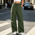 thumbnail image 5 of Hvogkswy Cargo Pants Women Drawstring Elastic Waist Jogger Cargo Pants Loose Straight Lightweight Comfy Hiking Pants with Multi Pockets, 5 of 7