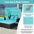 thumbnail image 6 of Costway Patio Rattan Daybed Lounge Retractable Top Canopy Side Tables Cushions Black + Turquoise, 6 of 10