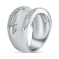 thumbnail image 2 of Bling Jewelry Womens Modern Criss Cross CZ Accent Cocktail Statement Band Ring Brushed Matte Finish, 2 of 6