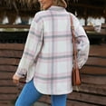 thumbnail image 4 of BLVB Women's Fall Clothes Plaid Shacket Jacket Long Sleeve Button Down Lapel Flannel Shirts Fashion Blouse Coats with Pockets, 4 of 7