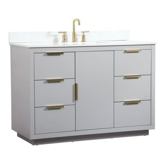 48 inch single bathroom vanity in grey with backsplash