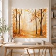 thumbnail image 5 of Misty Autumn Forest with Orange and Gold Leaves Peaceful Watercolor for Nature Lovers Forest Art Decor Thanksgiving Gift Tapestry Wall Hanging for Bedroom and Living Room, 5 of 6