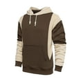 thumbnail image 4 of WTOBBY Men's Patchwork Color Block Hoodie, Long Sleeve Casual Pullover Sweatshirt, Artistic Street Style Design,Brown L, 4 of 5