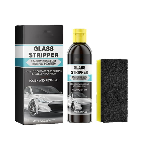 LLDYYDS Glass Stripper – Hard Water Spot Remover – Strips Coatings, Waxes, Oils & Road Film – Preps Windshields for Rain Repellent & Ceramic Coating