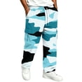 thumbnail image 3 of GrmtClth Mens Loose Fit Camo Cargo Sweatpants All Over Camouflage Print Elastic Pull On Waist Multi Pocket Street Walking Trousers Blue XL, 3 of 7