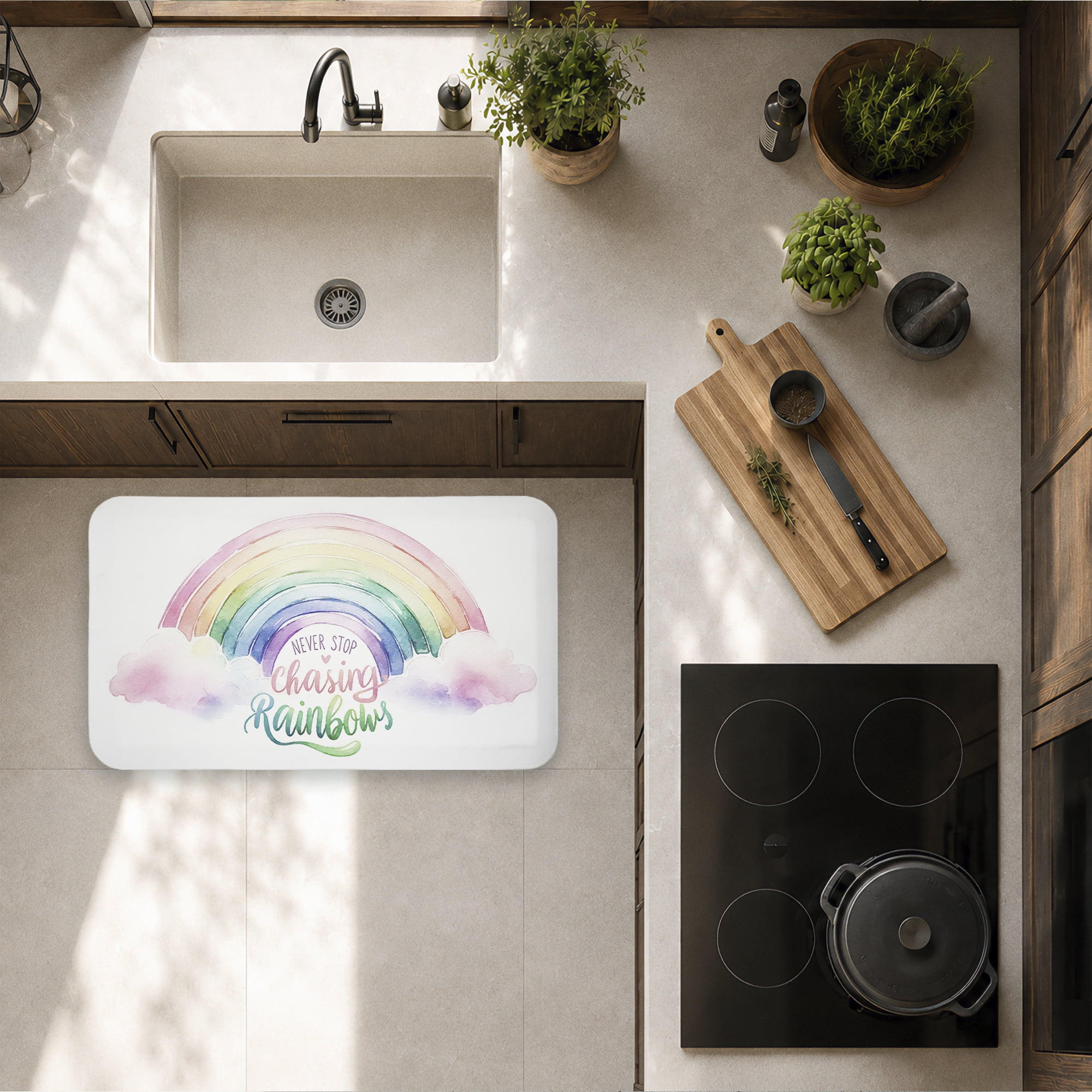 Stupell Industries Never Stop Chasing Rainbows Printed Anti-Fatigue Floor Mat, design by Amanda Greenwood