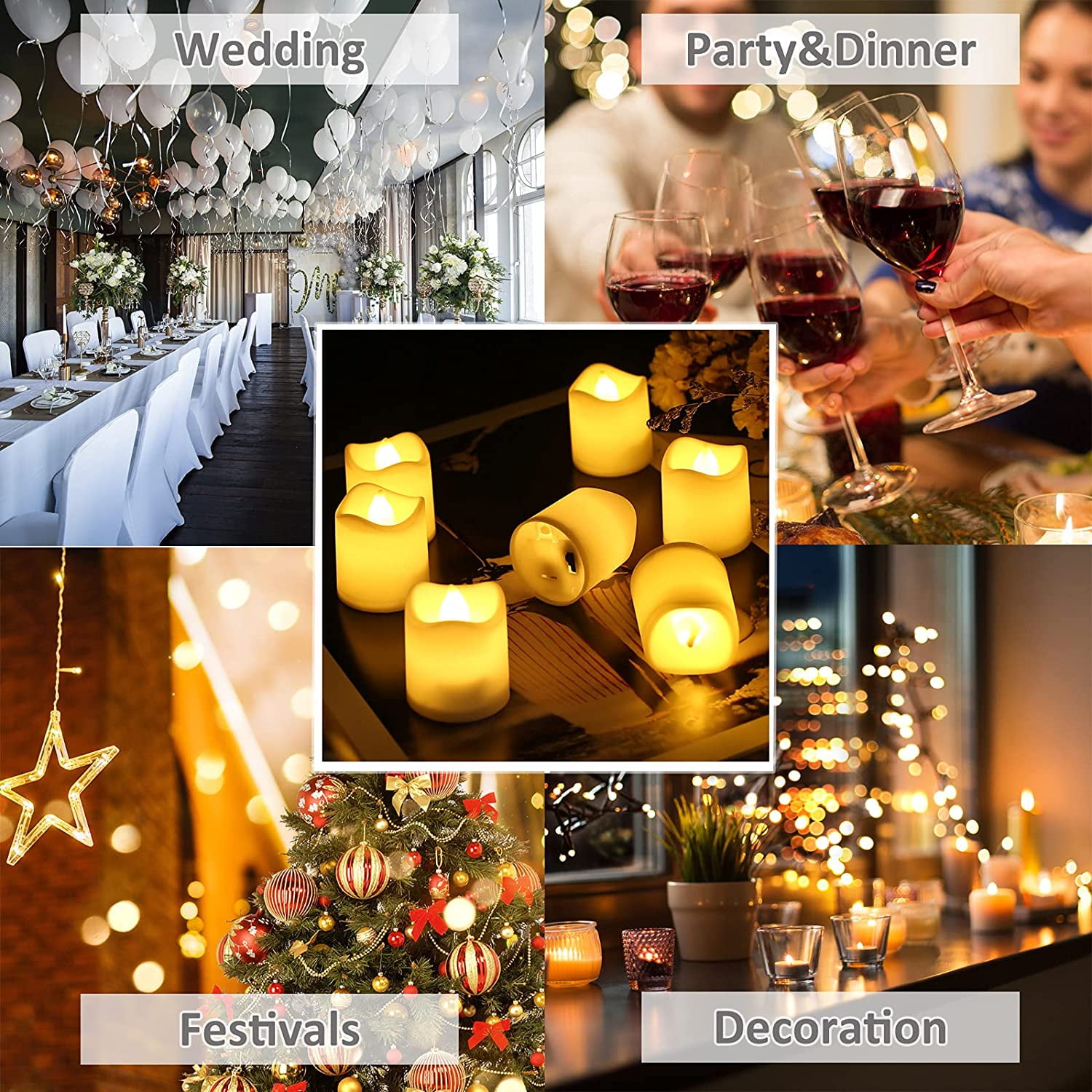 12PCS Flameless Votive Candles Electric Fake Candle Battery Operated LED Tea Lights in Warm White for Wedding, Table, Halloween,Christmas Decorations
