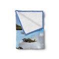 thumbnail image 2 of Airplane Soft Flannel Fleece Throw Blanket, Fighter Aircrafts up in Air Flight Machinery Wings Illustration Technology, Cozy Plush for Indoor and Outdoor Use, 60" x 80", Blue Green Grey, by Ambesonne, 2 of 5