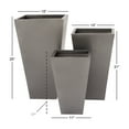 thumbnail image 4 of DecMode 17", 21", 25"H Light Weight Gray Metal Planter with Tapered Base (3 Count), 4 of 11