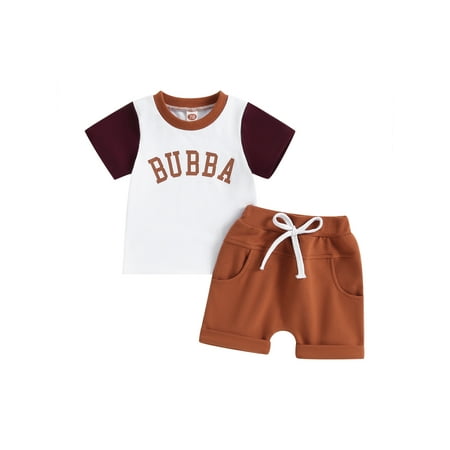 

Thaisu Toddler Baby Boys Summer Outfits Infant Casual Short Sleeve Letter T-Shirt Top Shorts Boys Clothes Set