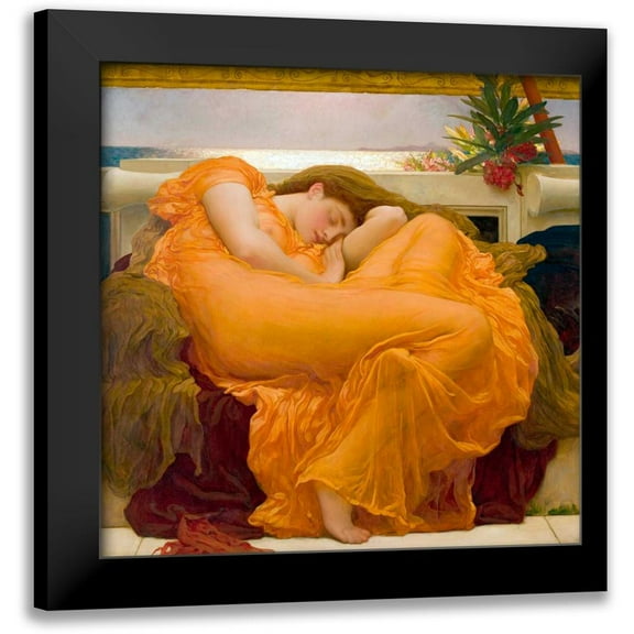 Leighton, Frederic 12x12 Black Modern Framed Museum Art Print Titled - Flaming June