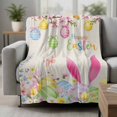 thumbnail image 2 of Happy Easter Blanket Soft Cozy Warm Throw Blanket for Couch, Plush Fuzzy Flannel Fleece Blankets for Sofa, Spring Farmhouse Bunny Eggs Flower Beige Bed Blankets Lightweight Gifts for Women, 40"x60", 2 of 9