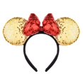 thumbnail image 1 of A Miaow Diadema con Orejas de Lentejuelas de ratón Negro 3D MM Broche para el Cabello de Mariposa con Purpurina Suministro de Parque Accesorio para Fotos para Adultos y Mujeres (Dorado y Rojo), 1 of 1