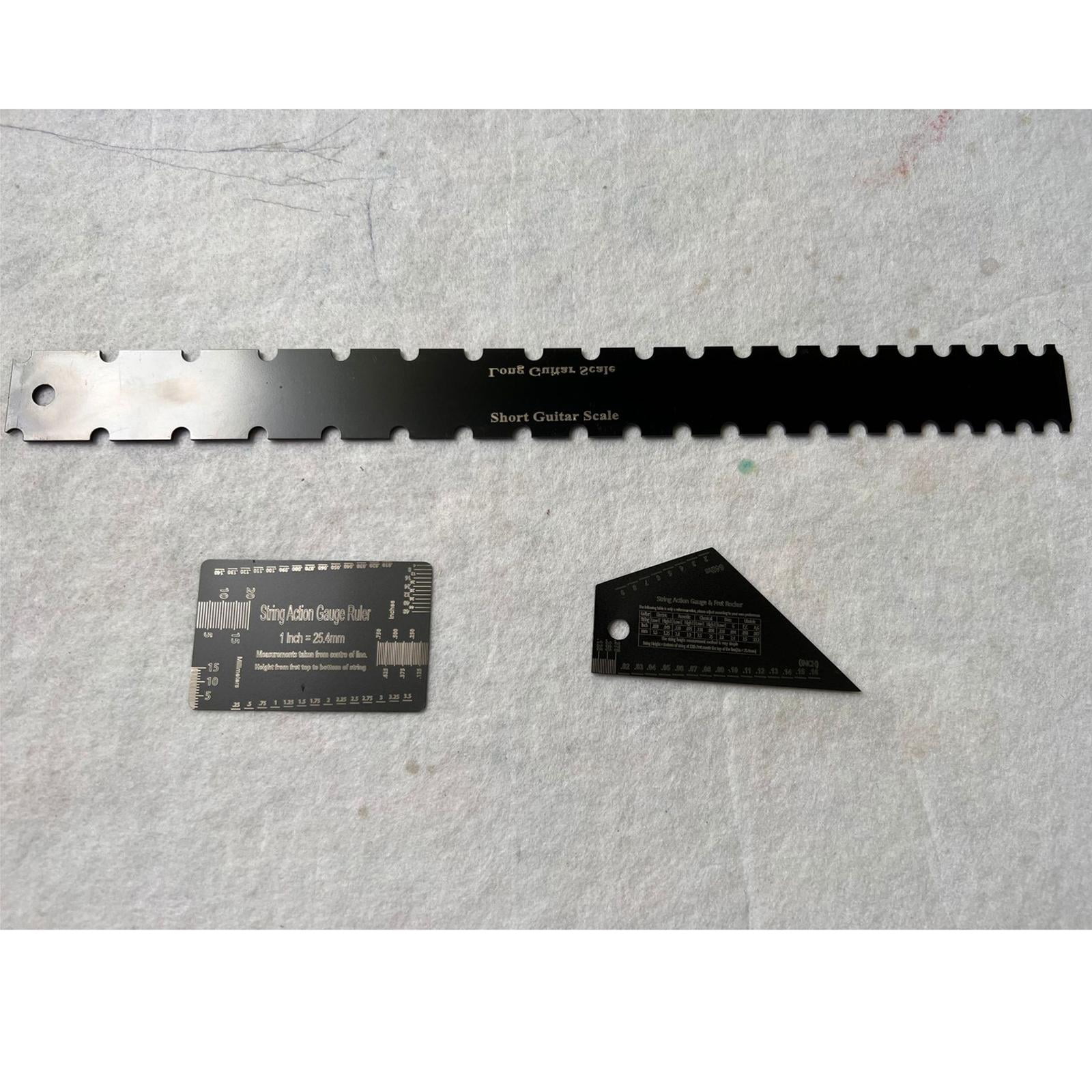 QccHieUs 3 Pieces Electric Guitar Neck Notched Straight Ruler String Actions Gauge Ruler