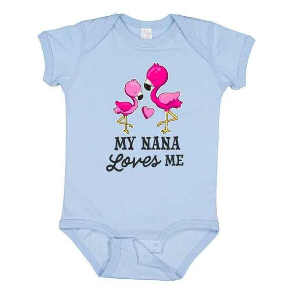 Inktastic My Nana Loves Me with Two Flamingos Boys or Girls Baby Bodysuit
