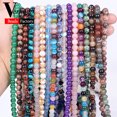 thumbnail image 4 of Cuentas de piedra natural de 4 a 10 mm, ágata india, ojo de tigre, jade, cuarzo rosa, jaspes, cuentas de warist redondas para hacer joyas, pulseras de bricolaje, 4 of 5