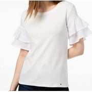 Tommy Hilfiger Womens Cotton Tiered Ruffle Cuff Top;XX-Large