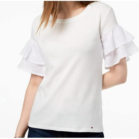 Tommy Hilfiger Womens Cotton Tiered Ruffle Cuff Top;XX-Large