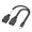 0.3m-straight head, variant on Type C Y Adapter Cable with Double USB-A Outputs, Simultaneous Charging, USB 2.0 Data Transfer, and Black Flat Construction