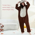 thumbnail image 4 of Feancey Animal Onesie Costume Adult Pajamas Winter Plush One Piece Jumpsuit Zip Front Casual Fleece Pjs Unisex Hooded Rompers Brown XL, 4 of 6