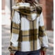 thumbnail image 4 of Sudaderas con capucha para mujer con cremallera y cuello en V con cordón patrón geométrico colores vivos sudadera con capucha para mujer para viajes de oficina calle caqui M, 4 of 6