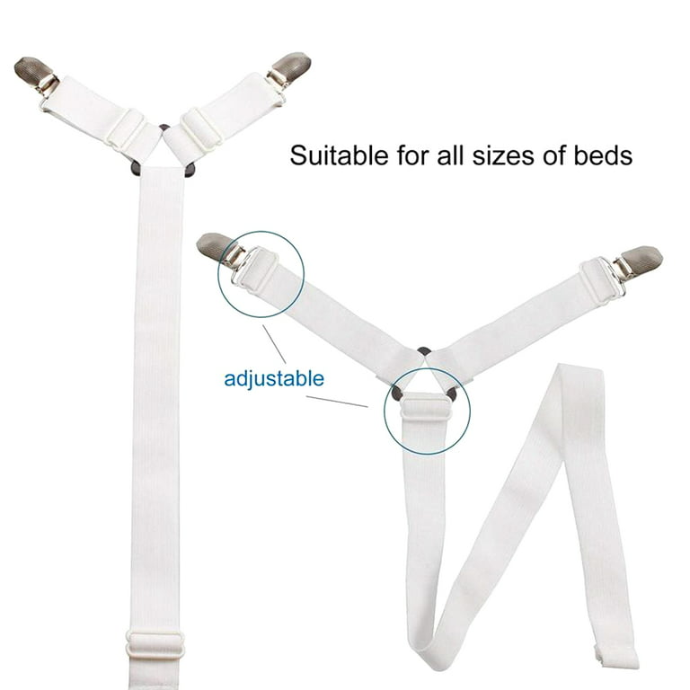 Metal Adjustable Crisscross Bed Fitted Sheet Straps Suspenders Gripper  Fastener