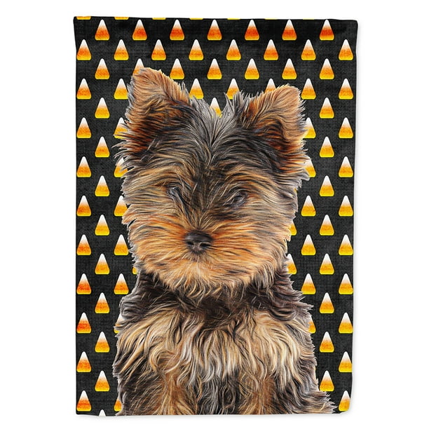 Candy Corn Yorkie Puppy Yorkshire Terrier Garden Flag Com Candy Corn Yorkie Puppy, Yorkie Garden Flag
